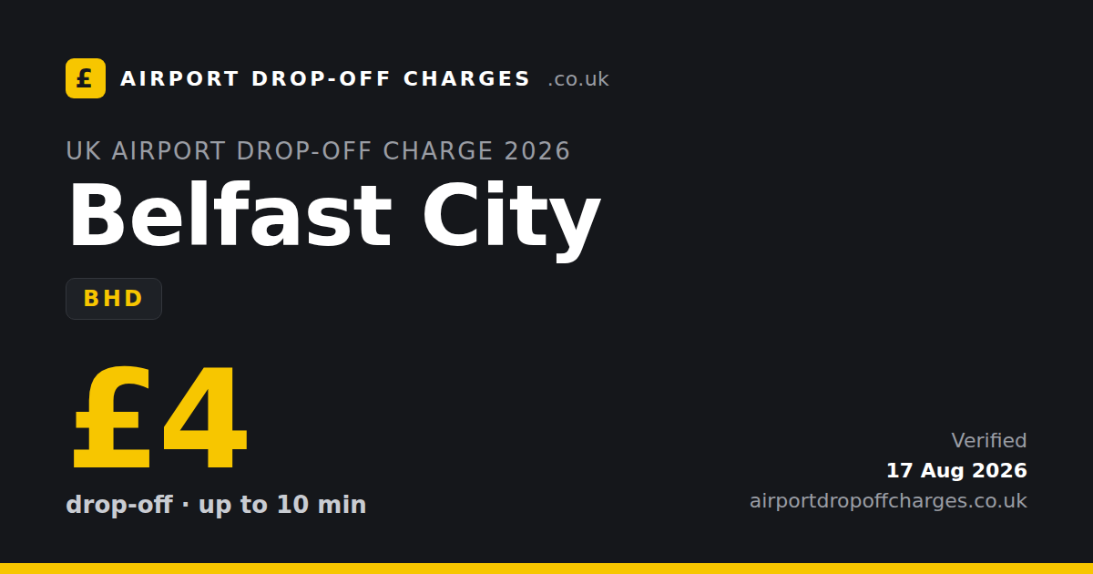 Belfast City Airport drop-off charge £4, 2026