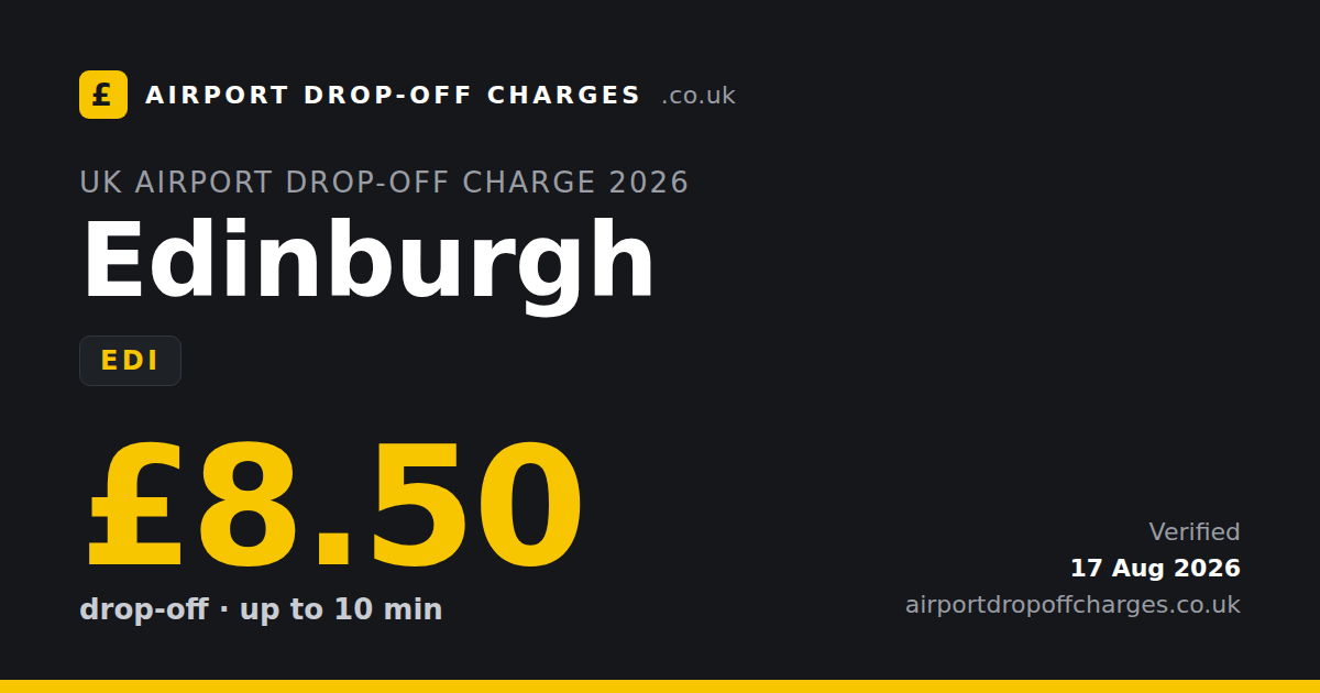 Edinburgh Airport drop-off charge £8.50, 2026