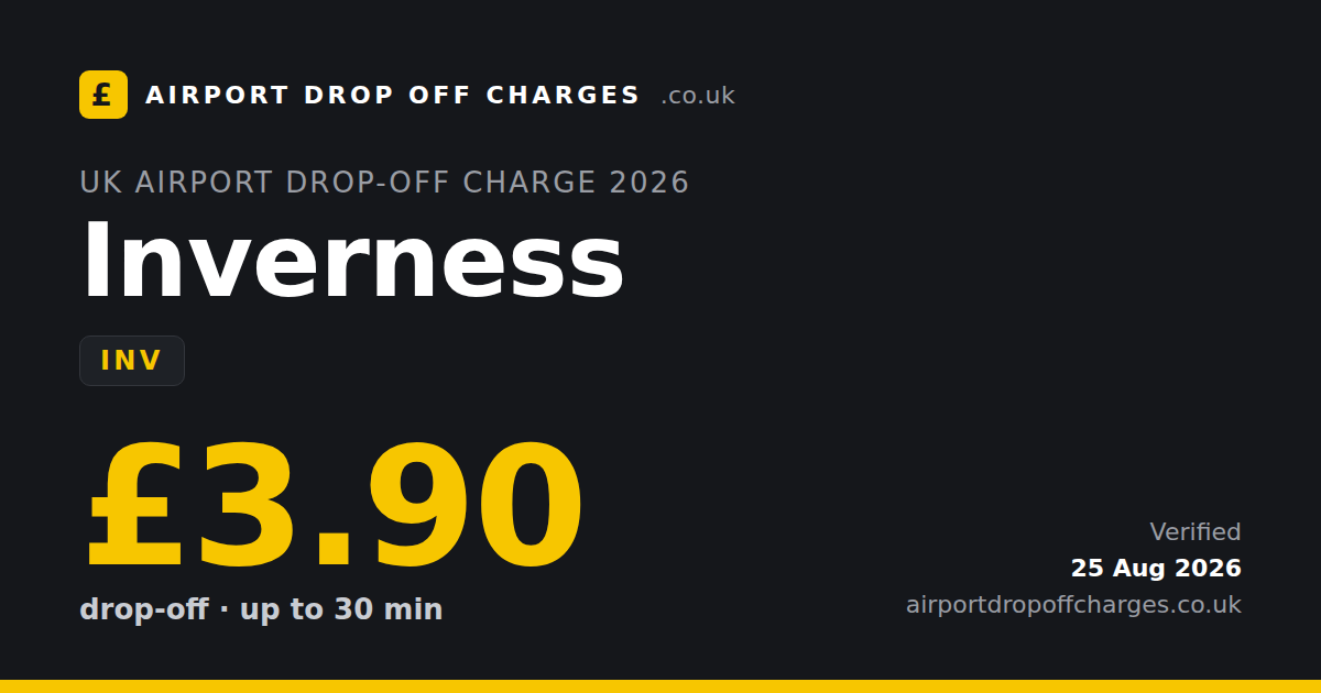 Inverness Airport drop-off charge £3.90, 2026