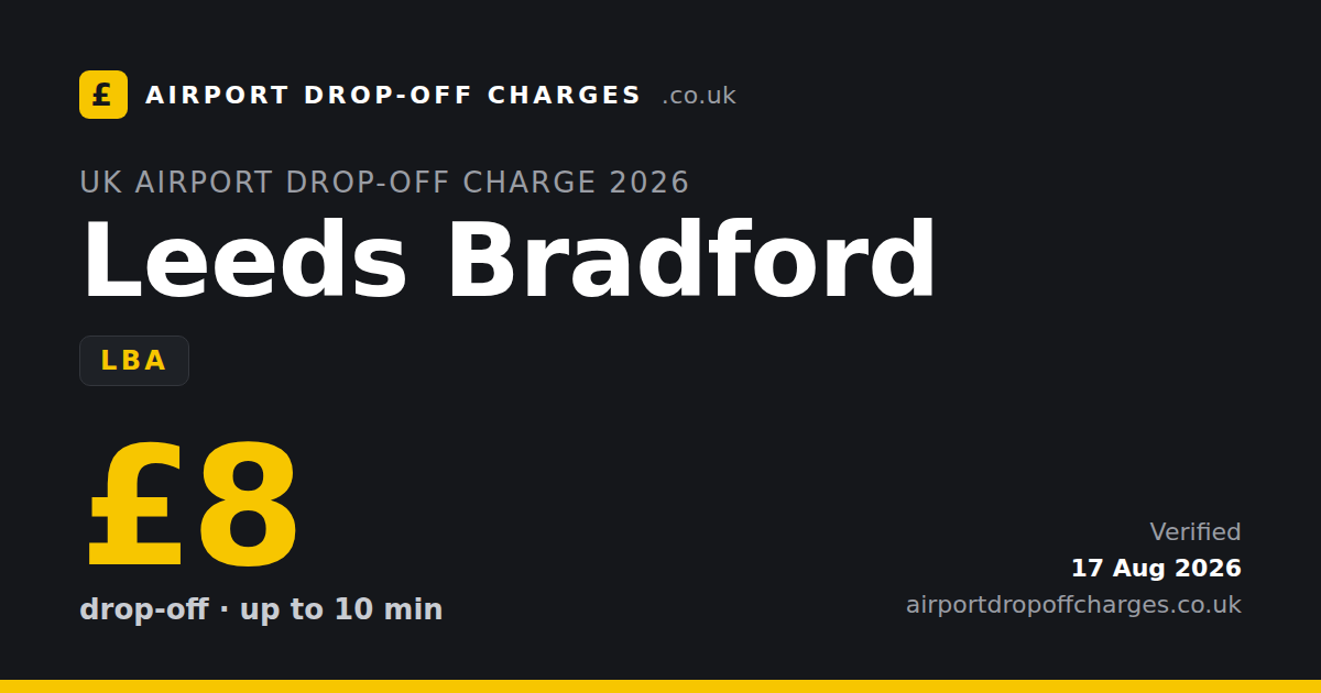 Leeds Bradford Airport drop-off charge £8, 2026