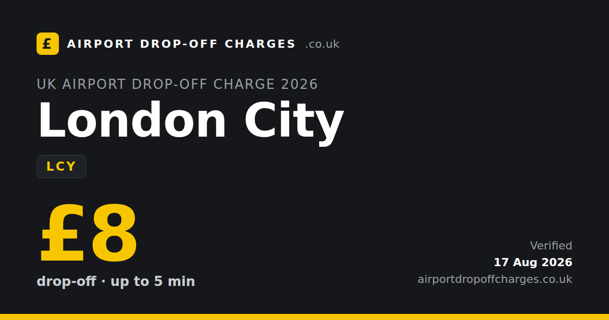 London City Airport drop-off charge £8, 2026